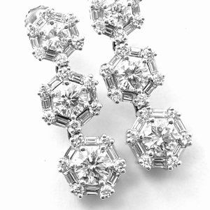 Authentic! Roberto Coin 18k White Gold 3ct Diamond Drop Earrings